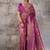 Magenta kanjivaram silk blend zari woven saree with unstiched blouse