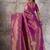 Magenta kanjivaram silk blend zari woven saree with unstiched blouse