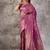 Magenta kanjivaram silk blend zari woven saree with unstiched blouse