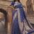 Royal blue banarasi silk blend saree with gold zari floral meenakari work