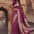 Wine purple banarasi silk saree with gold zari floral meenakari work