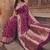 Wine purple banarasi silk saree with gold zari floral meenakari work