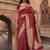 Maroon banarasi silk saree with gold zari floral meenakari work