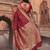 Maroon banarasi silk saree with gold zari floral meenakari work