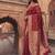 Maroon banarasi silk saree with gold zari floral meenakari work
