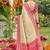 Cream banarasi silk blend saree with rani pink zari woven border