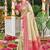 Cream banarasi silk blend saree with rani pink zari woven border