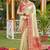 Cream banarasi silk blend saree with red zari woven border