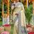 Cream banarasi silk blend saree with blue zari woven border