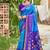 Sky blue & purple paithani silk blend saree with woven border