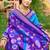 Sky blue & purple paithani silk blend saree with woven border