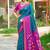 Teal blue & magenta paithani silk blend saree with woven border