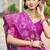 Teal blue & magenta paithani silk blend saree with woven border