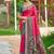 Rani pink & grey paithani silk blend saree with woven border