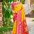Mustard & hot pink paithani silk blend saree with woven border