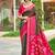 Olive green & rani pink paithani silk blend saree with woven border