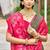Olive green & rani pink paithani silk blend saree with woven border