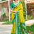 Lime yellow & green paithani silk blend saree with woven border