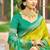 Lime yellow & green paithani silk blend saree with woven border