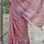 Onion pink linen cotton blend saree with floral embroidery & tassel pallu