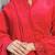 red color arco lace border roman silk blend gown set