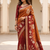 Brown Color Designer Pallu With Shine Elegant Tassel Fumka Hand Made Khaddi Crepe Georgette Saree