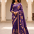 Purple Color Designer Pallu With Shine Elegant Tassel Fumka Hand Made Khaddi Crepe Georgette Saree
