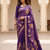 Purple Color Designer Pallu With Shine Elegant Tassel Fumka Hand Made Khaddi Crepe Georgette Saree