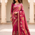 Rani Pink Color Designer Pallu With Shine Elegant Tassel Fumka Hand Made Khaddi Crepe Georgette Saree
