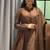 coffee color arco lace border roman silk blend gown set
