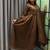 coffee color arco lace border roman silk blend gown set