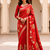 Red Color Designer Pallu With Shine Elegant Tassel Fumka Hand Made Khaddi Crepe Georgette Saree