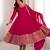 Rani pink embroidered pure blooming vichitra silk flared anarkali suit set with dupatta & pant