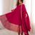 Rani pink embroidered pure blooming vichitra silk flared anarkali suit set with dupatta & pant