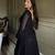 Black lucknowi thread & sequence work soft fox georgette flared anarkali suit set with dupatta