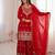 Red embroidered pure fox georgette straight kurta sharara suit set with dupatta
