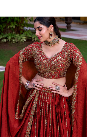Maroon Zari Sequin Embroidery Work Rangoli Crush Silk Semi Stiched Lehenga Choli 3
