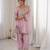 pink color real mirror embroidered silk blend kurti set