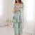 sky blue color real mirror embroidered silk blend kurti set
