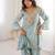 sky blue color real mirror embroidered silk blend kurti set