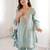 sky blue color real mirror embroidered silk blend kurti set