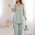 sky blue color real mirror embroidered silk blend kurti set