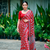 Red Color Ajarakh Print With Mirror Work And Latkan Satin Crepe Saree 