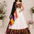 White Plain Lehenga With Full Kutch Work Blouse For Navratri - full stitched free size