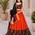 Orange Plain Lehenga With Full Kutch Work Blouse For Navratri - full stitched free size