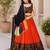 Orange Plain Lehenga With Full Kutch Work Blouse For Navratri - full stitched free size