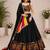 Black Plain Lehenga With Full Kutch Work Blouse For Navratri - full stitched free size