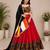Red Plain Lehenga With Full Kutch Work Blouse For Navratri - full stitched free size
