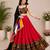 Red Plain Lehenga With Full Kutch Work Blouse For Navratri - full stitched free size