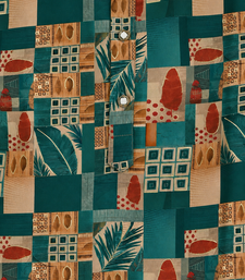 Boys peacock blue abstract tropical print kurta & dhoti set